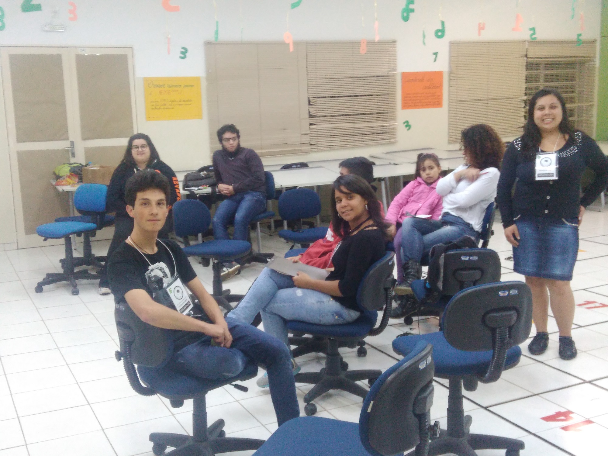 Estudantes promotores da atividade recreativa em matemática